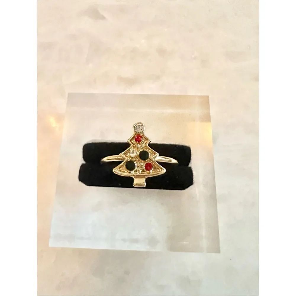 Christmas tree multi color adjustable ring